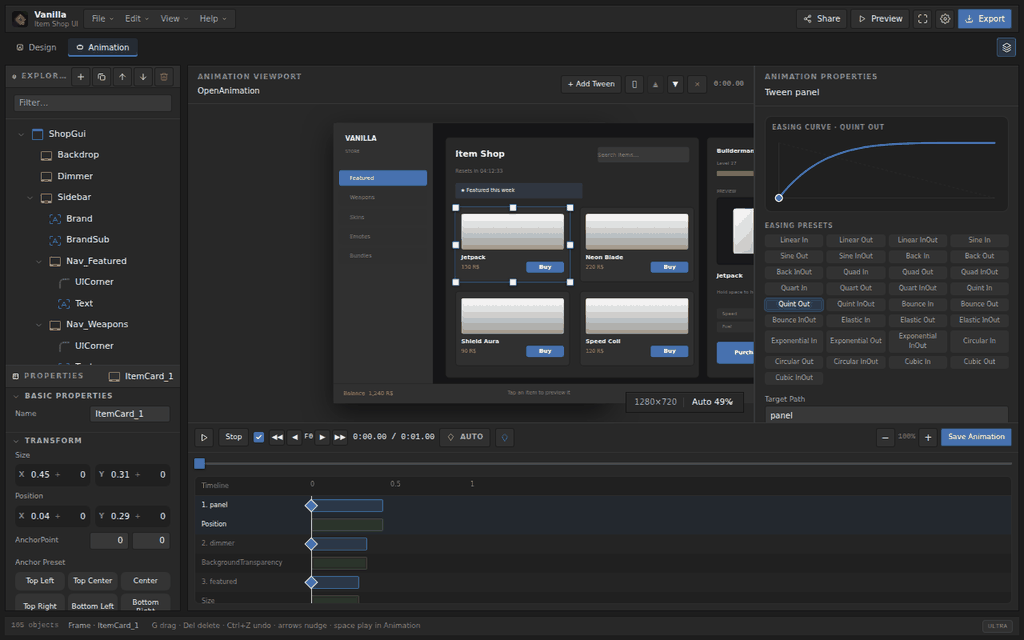 Animation maker with a keyframe timeline